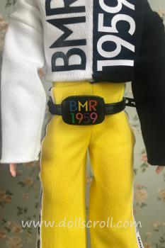 Mattel - Barbie - BMR1959 - Black and white logo hoodie, yellow logo tape track pants - Doll